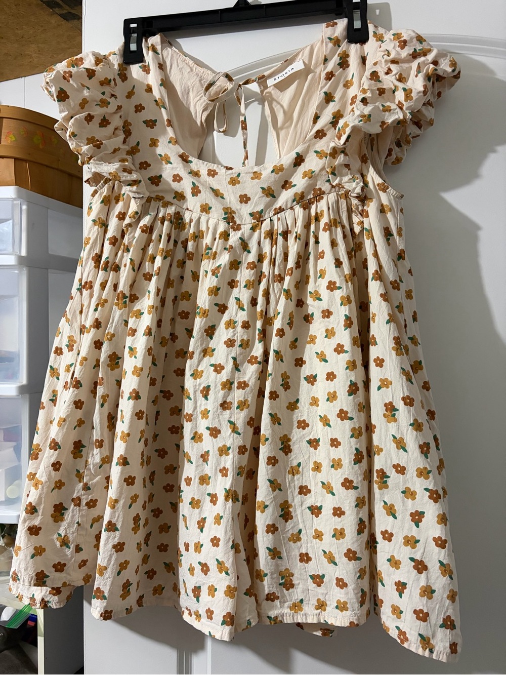 Storia Cream Dress with Orange Floral Print